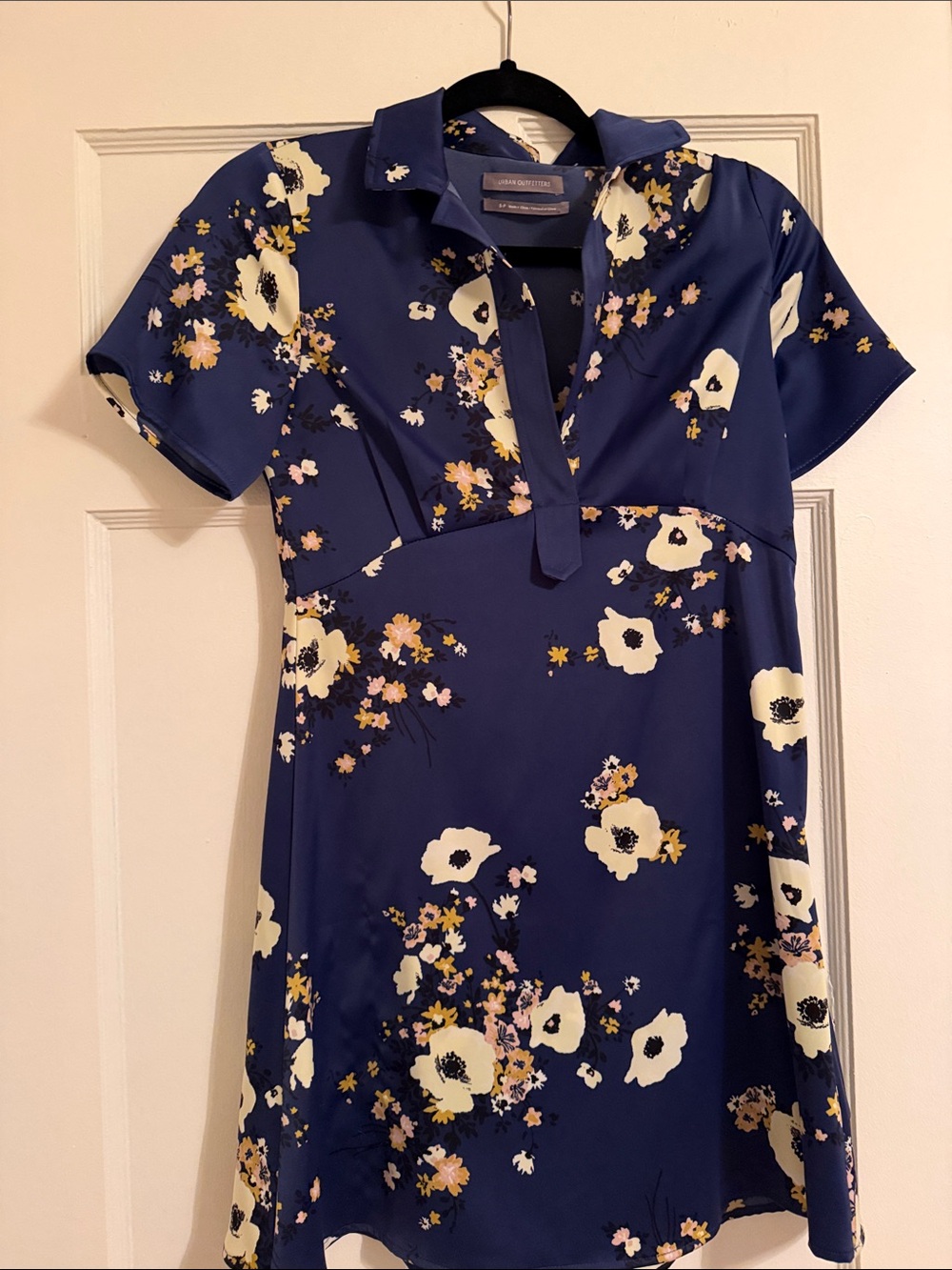 Urban Outfitters Navy Floral Collared Mini Dress